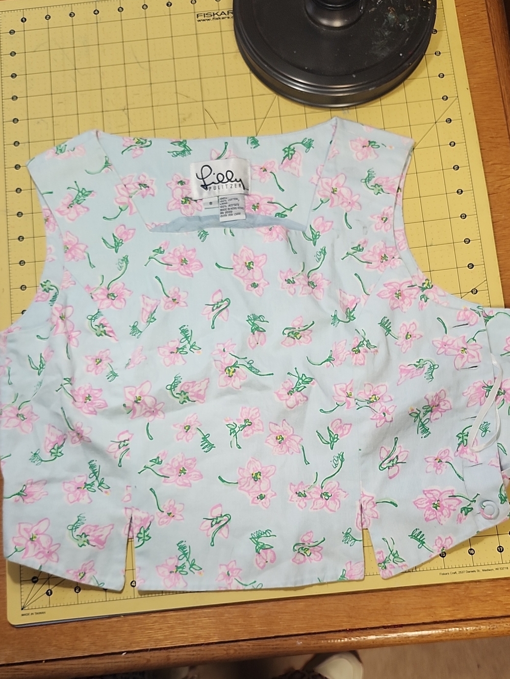 Lilly Pulitzer Light Blue Sleeveless Floral Tank with Pink Flowers